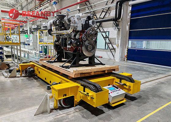 বুদ্ধিমান নেভিগেশন সিস্টেমের সাথে 15T ভারী লোড ব্যাটারি চালিত আরজিভি রোবট ট্রান্সফার কার্ট